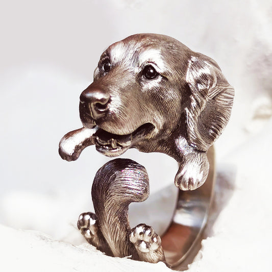 Sterling Silver Golden Retriever Ring