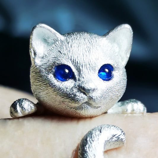 Gem-Eyed Kitty Ring