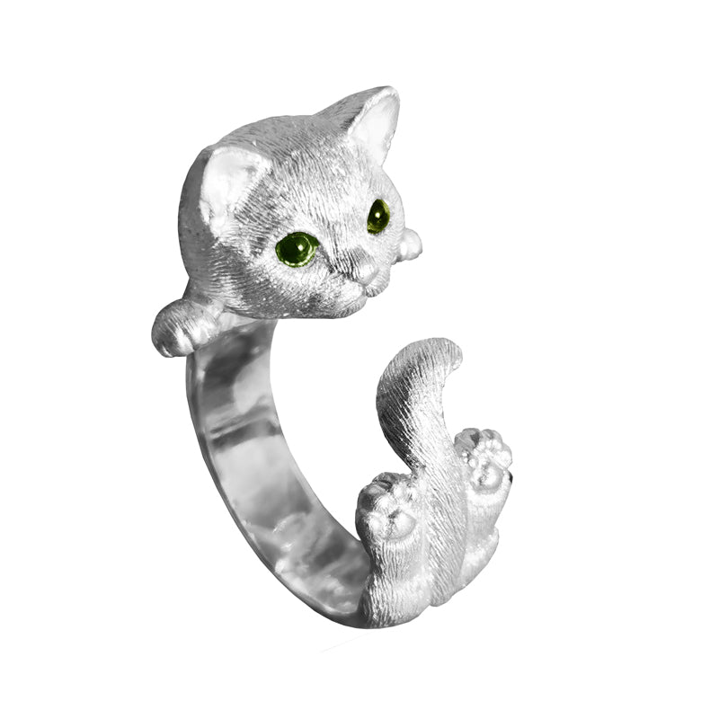 Gem-Eyed Kitty Ring