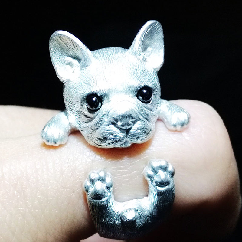 Sterling Silver French Bulldog Ring