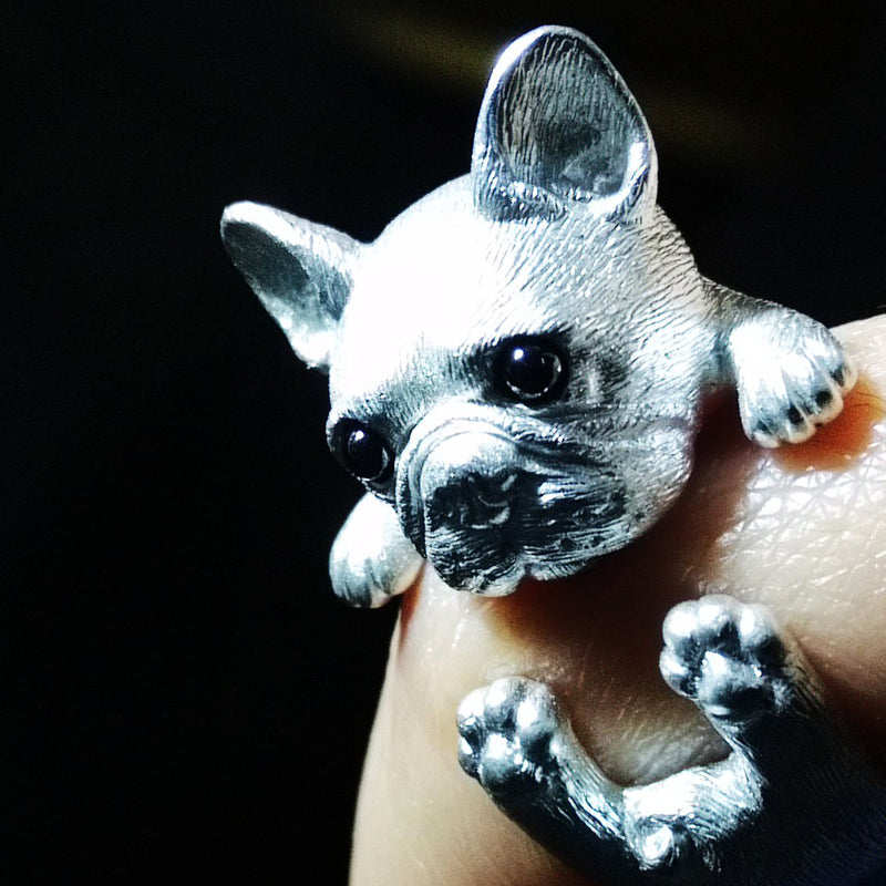 Sterling Silver French Bulldog Ring