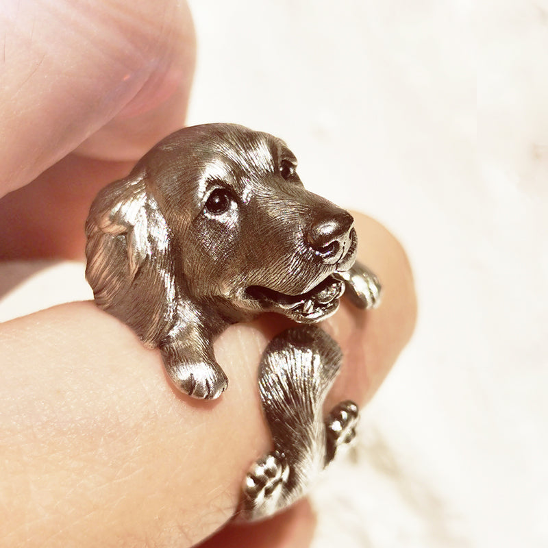 Sterling Silver Golden Retriever Ring