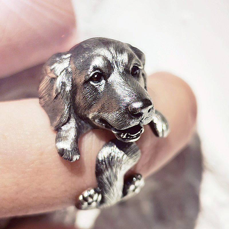 Sterling Silver Golden Retriever Ring